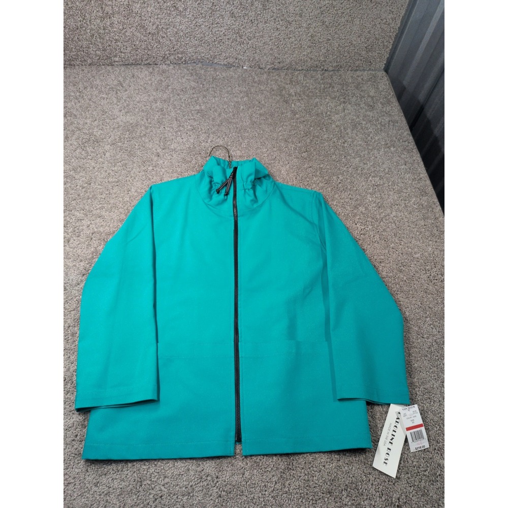 Caroline Rose Womens Jade Green Zip Front Mock Neck Jacket Size XS 26195 NEW
